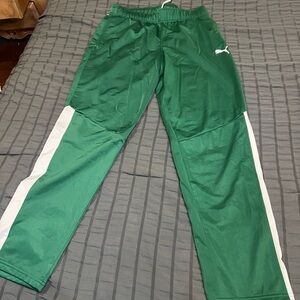 Puma Emerald Green Joggers with White Stripes